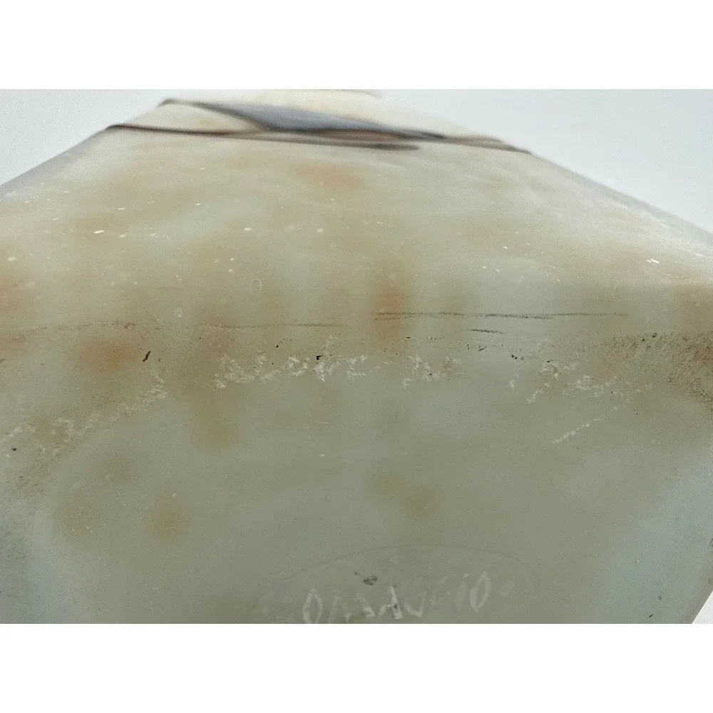 Omaggio Vetro Italiano Hand Made Art Glass Vase Frosted Blue Amber Zipper‎ Top